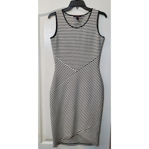 Black and White Striped Bodycon Midi Dress
